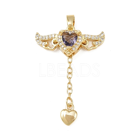 Brass Micro Pave Cubic Zirconia Pendants KK-B161-12G-03-1