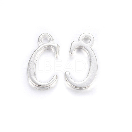 Silver Color Plated Alloy Letter Pendants PALLOY-J718-01S-C-1
