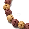 7Pcs 7 Colors Dyed Natural Lava Rock Round Beads Stretch Bracelets for Men Women BJEW-JB12334-4