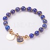 Natural Lapis Lazuli Beads Stretch Bracelets BJEW-I261-01B-1
