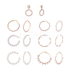 Kissitty 7 Pairs 7 Style Resin Pearl Beaded C-shape & Ring Dangle Stud Earrings FIND-KS0001-16-1