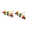 Colorful Cubic Zirconia Bar Shape Stud Earrings KK-H434-28G-1
