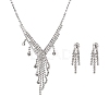 Fashionable Wedding Rhinestone Necklace and Stud Earring Jewelry Sets X-SJEW-R046-10-1