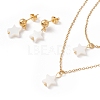 Synthetic Shell Star Pendant Double Layer Necklaces and Dangle Stud Earrings SJEW-F217-01B-G-2