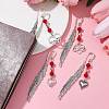 Valentine's Day Alloy Heart Pendant Bookmarks AJEW-JK00270-2