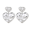 Rack Plating Brass Textured Heart Dangle Stud Earring EJEW-H099-04P-1