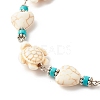Heart & Tortoise Synthetic Turquoise Beaded Anklet AJEW-AN00459-01-4