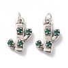Brass Micro Pave Green Cubic Zirconia Charms ZIRC-A016-07AS-2