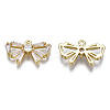 Brass Inlaid Clear Cubic Zirconia Charms ZIRC-S069-011G-2