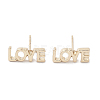 Word LOVE Alloy Studs Earrings for Women EJEW-H309-13KCG-1