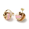 Real 18K Gold Plated Brass Enamel Stud Earrings for Women EJEW-M251-09G-08-2