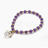 Natural Mixed Stone Beads Stretch Charm Bracelets BJEW-JB03857-2