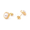 6 Pair Shell Pearl Half Round Stud Earrings EJEW-A067-19G-2