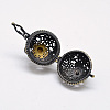 New Hollow Brass Round with Flower Cage Pendants KK-F0303-AB-NR-2
