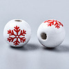 Painted Natural Wood European Beads WOOD-S057-039B-4