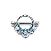 316 Surgical Stainless Steel & Zinc Alloy & Glass Rhinestone Nipple Rings WG3961D-01-1