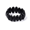 Oval Natural Agate Beaded Stretch Bracelets for Women Men G-Q601-23A-3