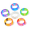 Transparent Resin Stripe Pattern Finger Ring for Women RJEW-T022-017-2