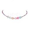 Acrylic Heart & Seed Beaded Necklace & Stretch Bracelet SJEW-JS01280-2