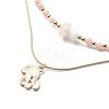 2Pcs 2 Style Alloy Enamel Mushroom Pendant Necklaces Set NJEW-JN04096-6