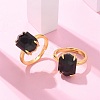 Hexagon Natural Obsidian Finger Rings RJEW-B113-02G-08-1