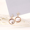 Natural Shell Moon & Star Asymmetrical Earrings with Clear Cubic Zirconia MOST-PW0001-061G-4