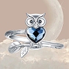 Alloy and Rhinestone Owl Open Finger Ring for Women PW-WG327F8-01-2