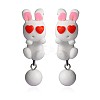 Lovely Design Handmade Polymer Clay Cute Rabbit Dangle Stud Earrings EJEW-F0070-13-1
