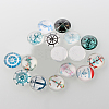 Helm &  Anchor Printed Glass Cabochons GGLA-A002-16mm-WW-1