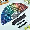 Glitter Plastic & Oxford Cloth Fan with Fan Bags AJEW-WH20022-89B-3