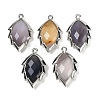 Natural Agate Faceted Leaf Pendants G-I375-04P-14-1