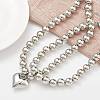 2Pcs 2 Styles Alloy Heart Pendant Necklaces Set NJEW-P319-02P-3