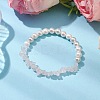 Natural Rose Quartz Chip & Round Pearl Shell Stretch Bracelets for Women BJEW-JB10552-02-2