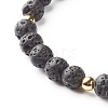 Natural Howlite & Lava Rock Round Beads Stretch Bracelets Set BJEW-JB06982-02-12
