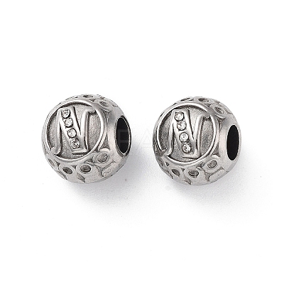 304 Stainless Steel Rhinestone European Beads STAS-A092-10N-P-1