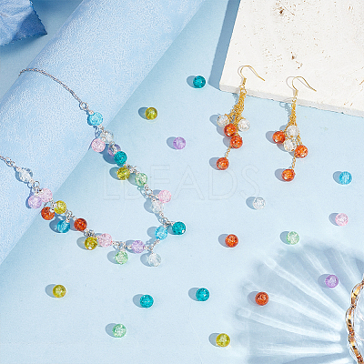 8 Strands 8 Colors Spray Painted Crackle Glass Beads Strands CCG-PH0001-26-1