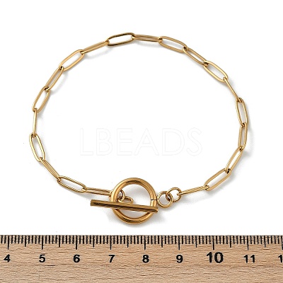 Ion Plating(IP) 304 Stainless Steel Paperclip Chain Bracelets BJEW-O186-02G-1