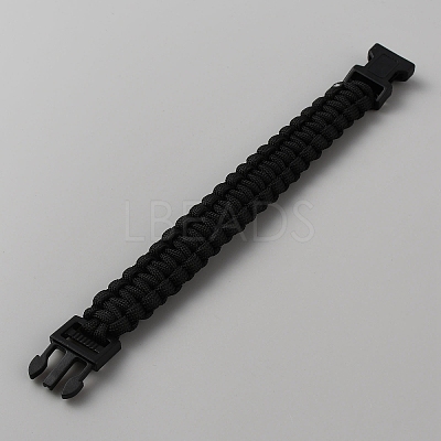 Survival Polyester Cord Bracelet with Plastic Clasps for Hiking Camping Outdoor BJEW-WH0018-54F-1