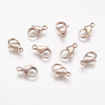 Ion Plating(IP) 304 Stainless Steel Lobster Claw Clasps STAS-P185-15-RG-1