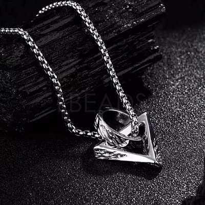 Alloy Ring with Triangle Pendant Necklaces for Men WG487F5-01-1