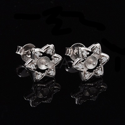Rhodium Plated 925 Sterling Silver Stud Earring Findings STER-N0004-006-1