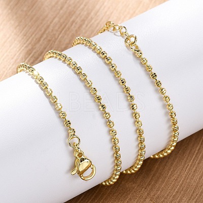 Brass Rondelle Link Chain Necklaces for Women X-NJEW-K282-04G-1