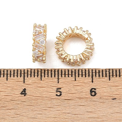 Brass Micro Pave Clear Cubic Zirconia European Beads KK-C142-03LG-1