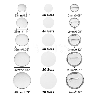 150 Sets 5 Sizes Iron Brooch Cabochon Bezel Settings DIY-CA0005-16-1