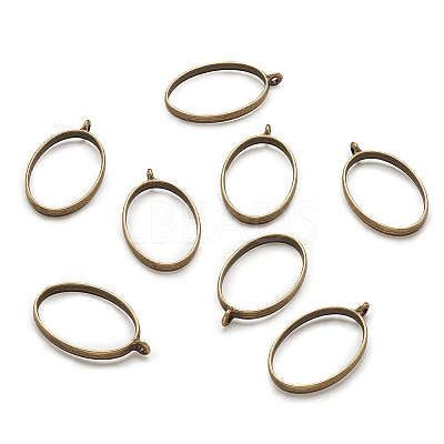 Rack Plating Alloy Open Back Bezel Pendants PALLOY-TA0001-10AB-1