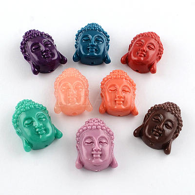 Dyed Buddha Head Synthetical Coral Beads X-CORA-R011-17-1
