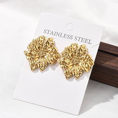304 Stainless Steel Studs Earrings for Women EJEW-K306-29G-1