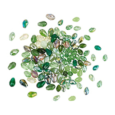 4Bags 2 Styles Transparent Glass Beads Segmented Multi-color Beads GLAA-PH0003-25A-1