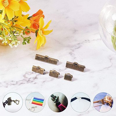 Brass Ribbon Crimp Ends KK-PH0001-10AB-1