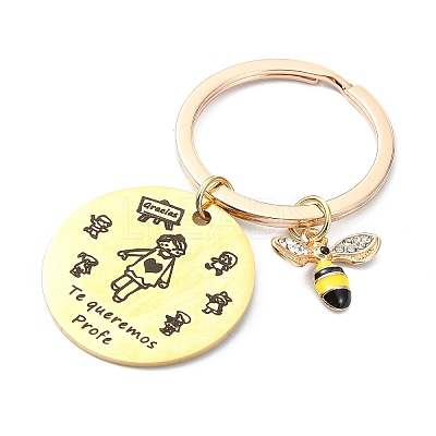 Alloy Rhinestone & 201 Stainless Steel Keychain KEYC-YW00091-02-1